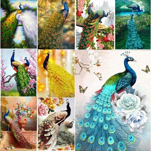 5d Diy Diamond Painting Animal Peacock Mosaic/full Square Round Diamond Painting Embroidery Work Cross Stitch Home Decoration