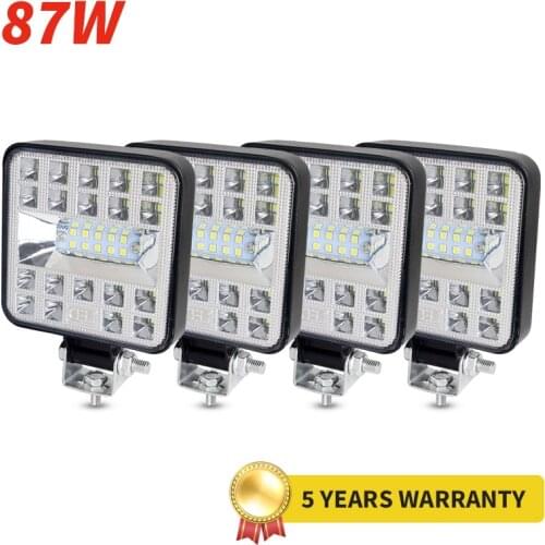 Car LED Work Combo Light 3030 SMD 87 Watts Super Bright Flood Spot Beam 6500K DC 12-24 Volts Spotlights Truck 4x4 4WD
