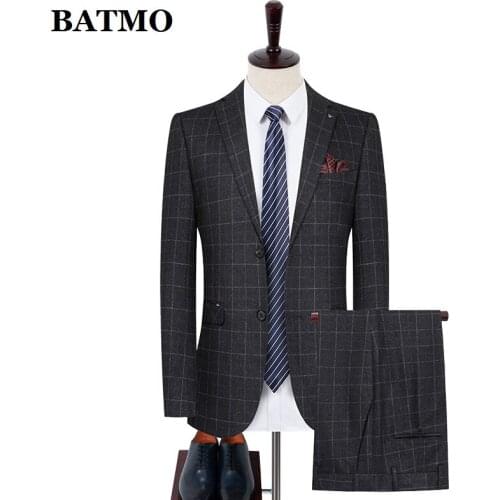 BATMO 2021 new arrival autumn high quality Plaid suits men, mens wedding suit ,plus-size S-XXXL 660