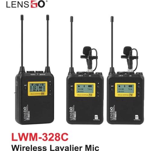 LENSGO LWM-328C Wireless Lavalier Microphone System 1in1 2in1 Audio Lapel Mic for Iphone Type C Smartphones DSLR Cameras
