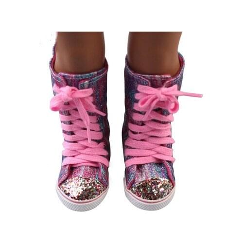 Fashion Sequin Canvas Shoes Boots Fit 18 Inch American & 43 Cm Baby New Born Doll Accessories Generation Girls Toy