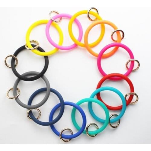 Leather Wrap Bracelets Silicone Keychain Wristband Drip Oil Key Ring Bangle Bardian With Superior Quality SN3067