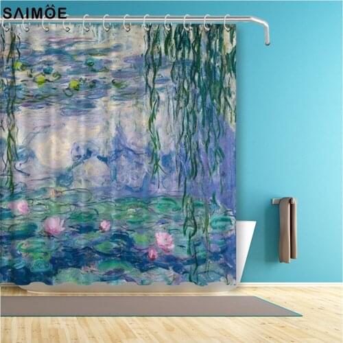 Design Water Lilies Claude Monet Fine Art Decorative Fabric Shower Curtain