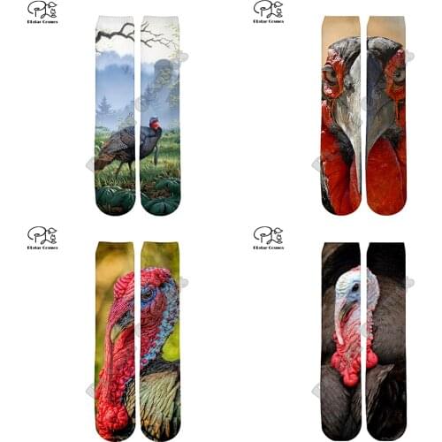 PLstar Cosmos Harajuku Thanksgiving Turkey 3d Print Long Socks Men Women Funny Chicken Corn pumpkin socks fashion summer spring
