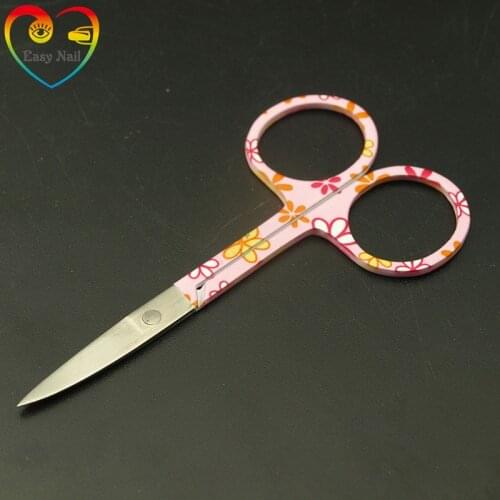 EasyNail 2pcs Professional Pink pattern Muti. Nail Scissor Manicure For Nails Eyebrow Nose Eyelash Cuticle Scissors Curved