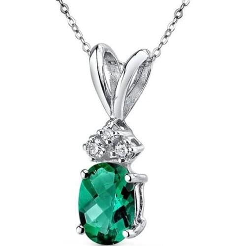 Huitan Elegant Green CZ Stone Bridal Necklaces for Wedding Cute Pendant Fashion Accessories Party Jewelry Exquisite Female Gifts