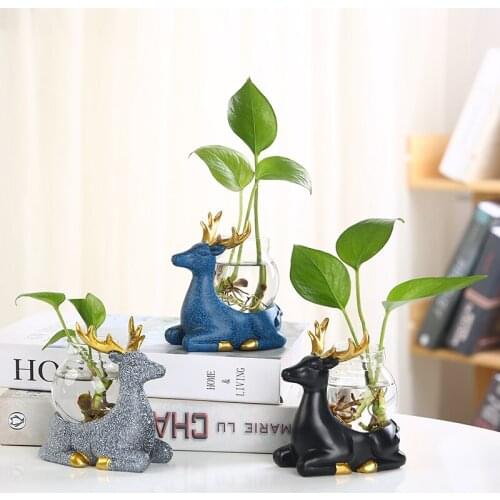 Ceramic vase Creative Hydroponic desk Plant Glass Transparent Vase Flower Arrangement Container Plant Pot Home Decoration
