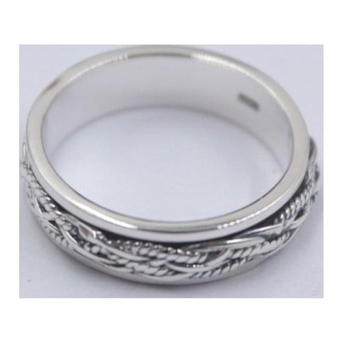 Pure 925 Sterling Silver Ring Band 6mm Weave-Pattern Ring Size from 6.5-12 For Unisex