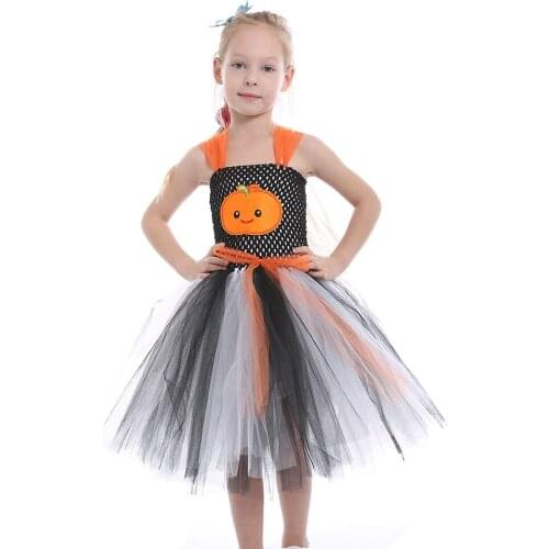 Halloween Cosplay Costumes For Kids Pumpkin Tutu Dress For Girl Anime Role Play Costume For Carnvial Party Holiday Birthday Gift
