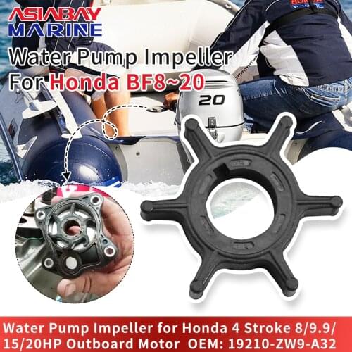 Water Pump Impeller for Honda Outboard Engine 8HP 9.9HP 10HP 15HP 20hp Impeller for Bf8/9.9/10/15/20 Honda Marine 19210-ZW9-A32