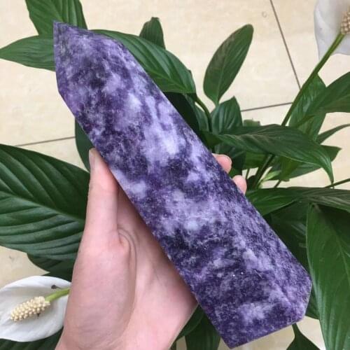 Hot! Natural purple color purple mica crystal quartz stone obelisk pointing healing room decora