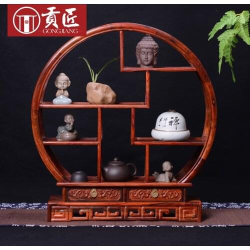 Rosewood small circular mahogany furniture Shelf antique Chinese antique wood frame Home Decoration