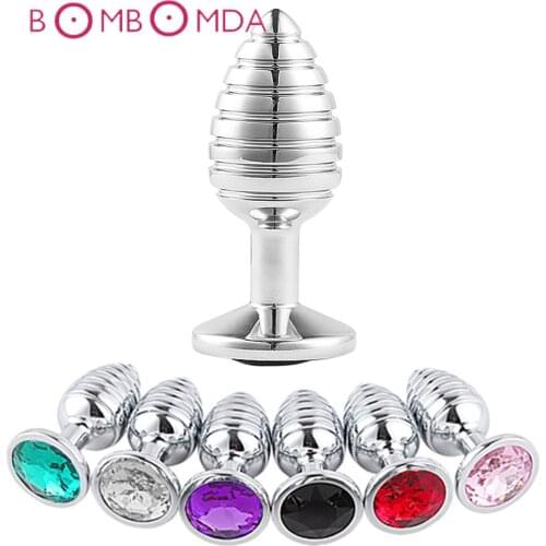 Metal Anal Plug Multicolor Dildo Butt Plugs Toys Sex Toys for Women Men Prostate Massager Adult Sex Products Spiral Anal Beads