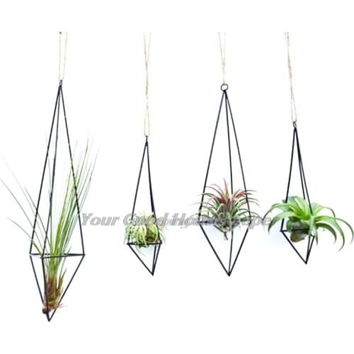 Metal Geometric Hanging Air Plant Holder Rack Air Pineapple Iron Hanging Support