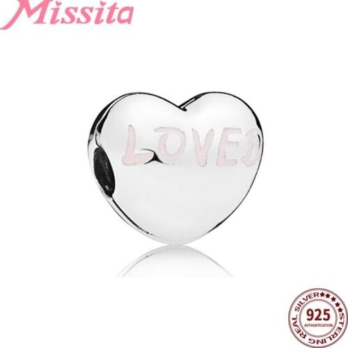 MISSITA 2019 New Fashion Love Heart Safety Bead Clip Charm fit Brand Bracelet DIY Jewelry Women Bangle Accessories