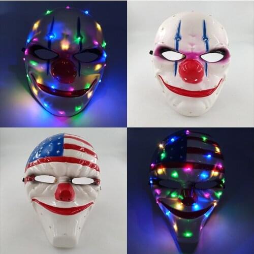 Multicolor LED Mask Cosplay Joker Pumpkin Demon Animals Alien Predator Luminous Neon Light Mask For Halloween Christmas