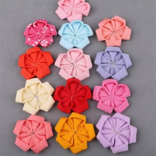 Trendy New Pure Colors 3D Spring Flowers Flatback Handmade Garment Ornament Accessories DIY Floral Button Patch Sticker Craft