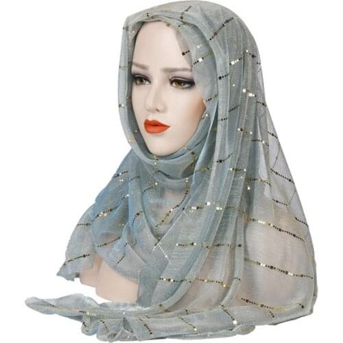 Muslim Women Hijab Head Coverings Sequins Scarf Islamic Headscarf Turkish Islam Turban Bandana Women Foulard Hijab