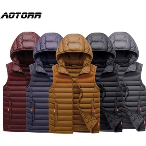 Mens Jacket Sleeveless Vest Winter Male Cotton Padded Vest Coats Men Hooded Thicken Waistcoats Clothing Male 2021 New Overcoat