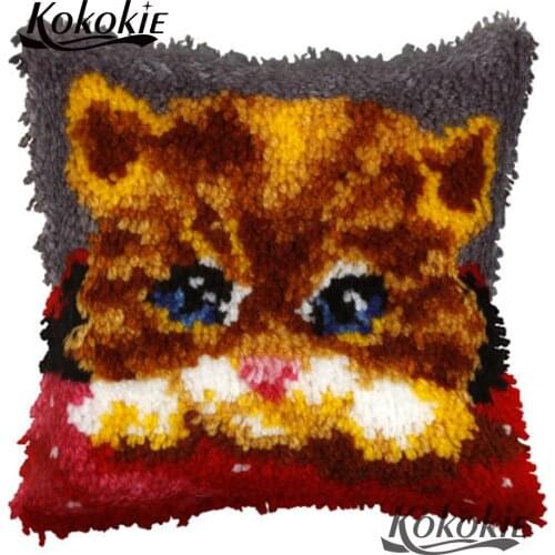 Crocheting Rug Kits Yarn diy rug carpet Latch hook rug embroidery pillow kits Handmade cross stitch animal cat cushions mats