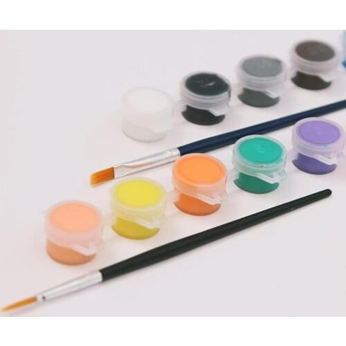 12 Colors Acrylic Painting Pigment Paint Brush Set DIY Art Craft Drawing Tool