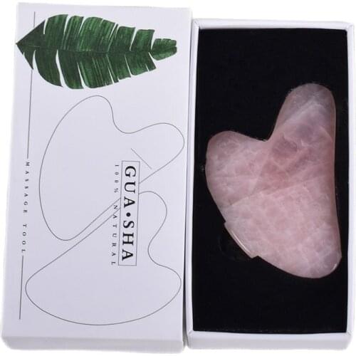 Gua Sha Tool Gift Boxes Set Natural Rose Quartz Gemstone SPA Acupuncture Scraping Stone Jade Healing Gemstone Massage