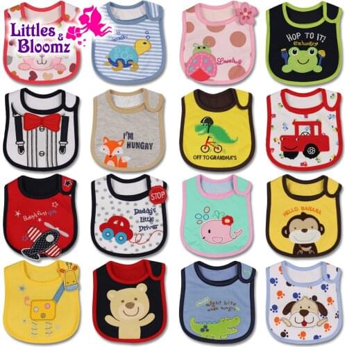 [Littles&Bloomz] Baby Girl Boy Feeding Bibs Waterproof Apron Cartoon Towel Kids Toddler Dinner baberos Bandanas Burp Cloths