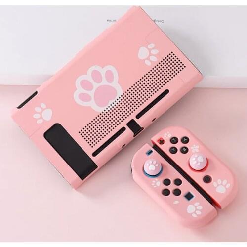2021 NEW Nintendowitch Shell Case Cute Back Grip Case Soft TPU Shell Cover with 2pcs Thumb Stick Grip Caps for Nintendo Switch