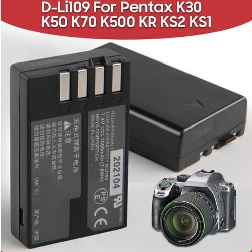 Original Replacement Camera Battery 1050mAh D-Li109 For Pentax K30 K50 K70 K500 KR KS2 KS1 K-30 K-50 K-70 K-500 K-R K-S2 K-S1