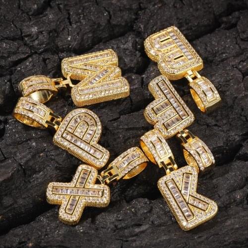 Hip Hop Iced Out Zircon Initial Necklace Stainless Steel Gold Chain Alphabet Letter Men Necklace Punk Jewelry Collar Hombre