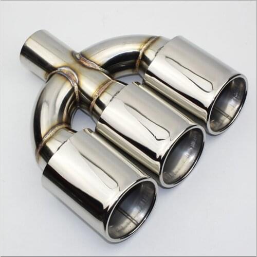 Suitable for Honda civic refit exhaust center 3-hole tail throat 304 stainless steel muffler tail tube