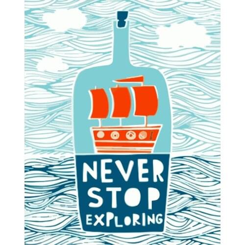 Paint By Number Canvas Painting Kits Bottle in the sea Home Decoration DIY Unframe Coloring By Numbers Handpainted Gift