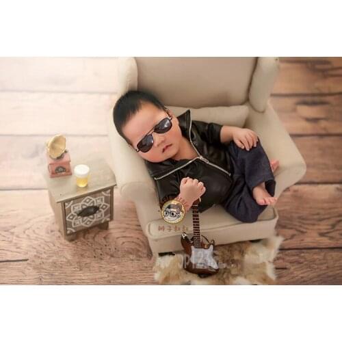 Newborn photography props photo leather clothing with jeans photo set combination bebe photography accessories