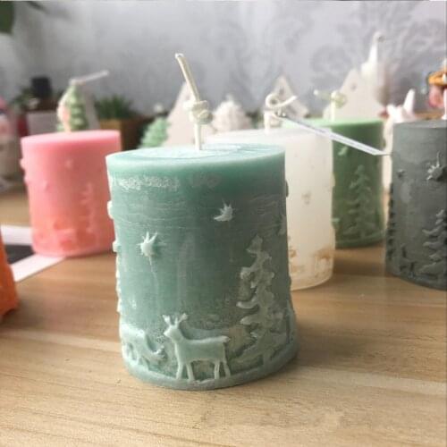 Christmas Elk Tree Pattern Candle Making Silicone Mold Handmade Cake Baking Tool Aroma Gypsum Clay Mold Craft Xmas Gift Favors