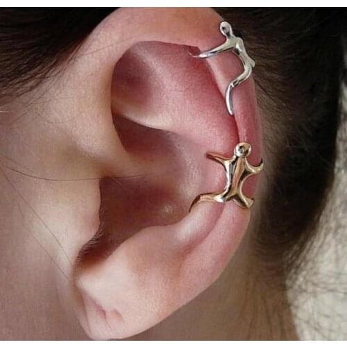 Promotion! Cute UK Hot Gold Color Earrings Ear clip Climbing Man Naked Climber Ear Cuff Helix Ear clip Cartilage Earrings