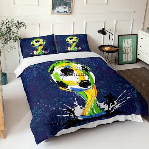 Modern Soccer 3D Digital Printing Bedding Set Large Size Down Quilt Cover Pillowcase Home Decoration Textile