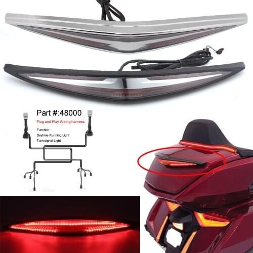 Motorcycle Trunk Spoiler LED Taillight Flowing Water Turn Signals Brake Running Lamp For Honda Gold Wing GL1800 2018-Up