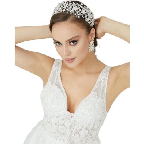 Wedding Bridal Hair Accessories Crystal Hair for Women Girl Crystal Stone Silver Plated Hair Accessory Diadem Bride Headband