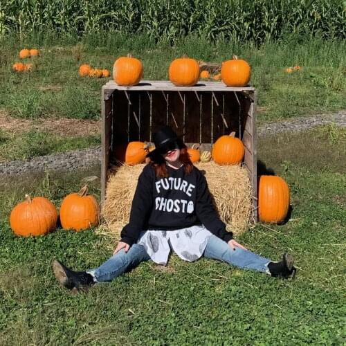 Halloween future ghost cute Sweatshirt funny pure cotton women graphic unisex quote jumper casual Outfits pullovers top Sweats