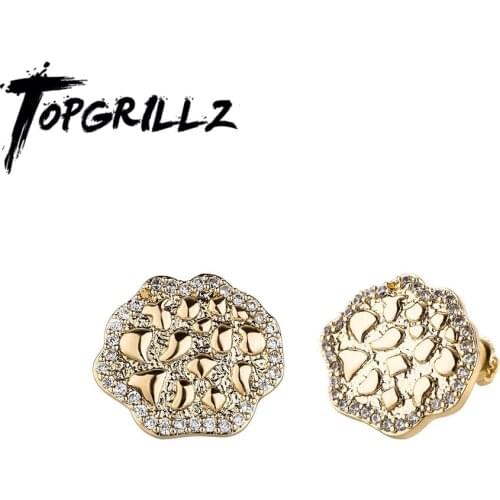 TOPGRILLZ 2021 New Flower Shaped Stud Earrings Fashion Sparkle Bling Women Earrings AAA Cubic Zirconia Jewelry For Gift