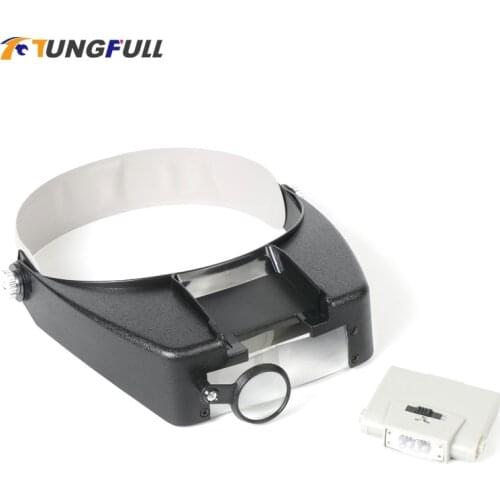 Tungfull Head-mounted Magnifying Glass LED Lamp Old Reading Workers Repair Electronic Circuit 10 Times Magnification unction