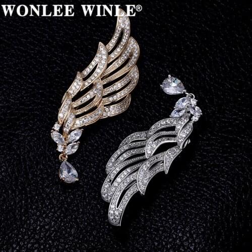 Wonlee Winle TOP Quality Copper with Rhinestone Austria Crystal Wings Brooches for Women Fashion Jewelry