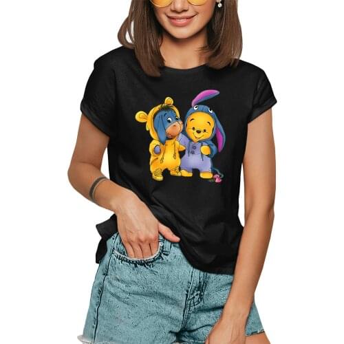 Fashion Trend New Disney T-shirt Cute Winnie the Pooh Bear Graphic Female Clothing Casual Harajuku Kawaii Ladies Tshirt