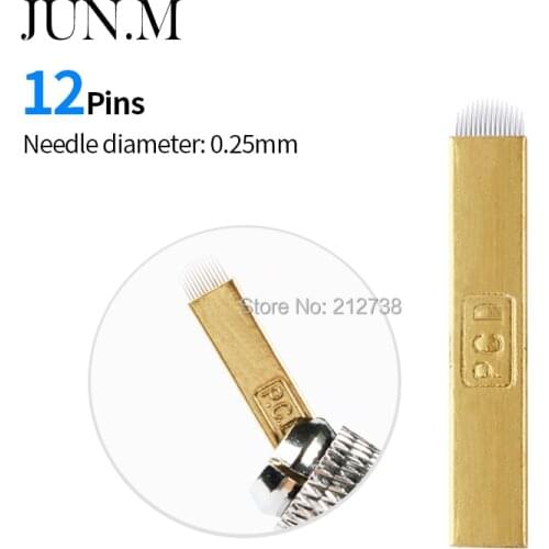 0.25mm 500pcs PCD 12 U Shape Permanent Makeup Manual Eyebrow Tattoo Blades For Microblading Pen Tattoo Needles 12U Hard blades