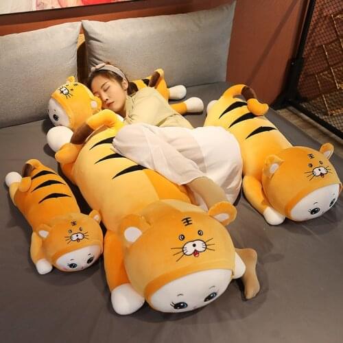 1pc 60/80/100cm Lovely Cat Turn Tiger Plush Toys Cartoon King Tiger Pillow Stuffed Soft Animal Cushion for Kids Birthday Gifts
