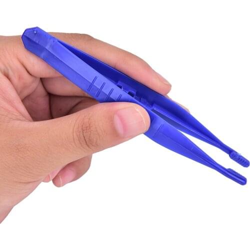 10Pcs/set Medical Tattoo Supplies Disposable Blue Terile Tweezers Medical Plastic Bending Surgical Tray For Tattoo Body Art