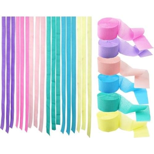 10Pcs/lot Party Supplies Colorful Paper Roll Pull Flower Garland for Birthday Party Background Decoration Crepe Paper Curtain