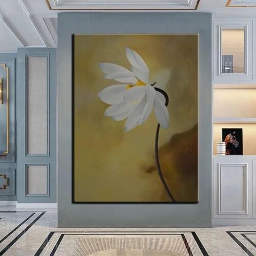 100% Hand Painted Yellow Abstract Flower Oil Painting On Canvas Modern Wall Art Flower For Living Room Wall Decor Large Size