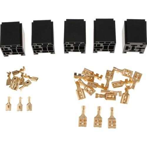 12V 5-Pin 80Amp Automotive Relay Socket Holder Mounting Base and Terminals