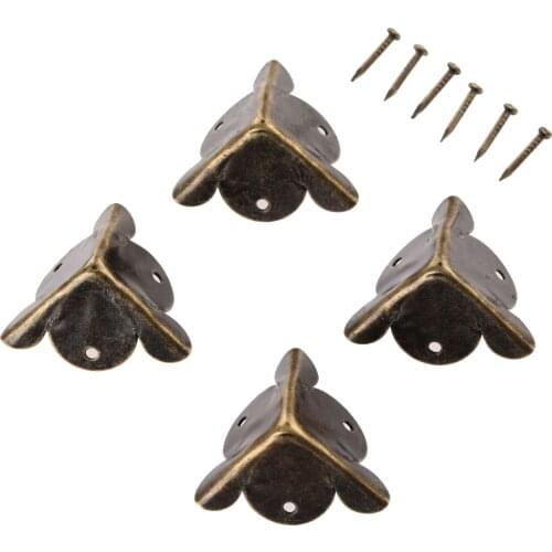 4Pcs Antique Corner Bracket Jewelry Box Cover Wood Case Decorative Feet Leg Corner Protector Guard Furniture Fittings 18/25mm